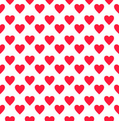 Fototapeta na wymiar Vector illustration of small red hearts on a white background. Seamless background