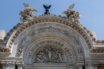 Closeup of the Palacio de Bellas Artes in Mexico City