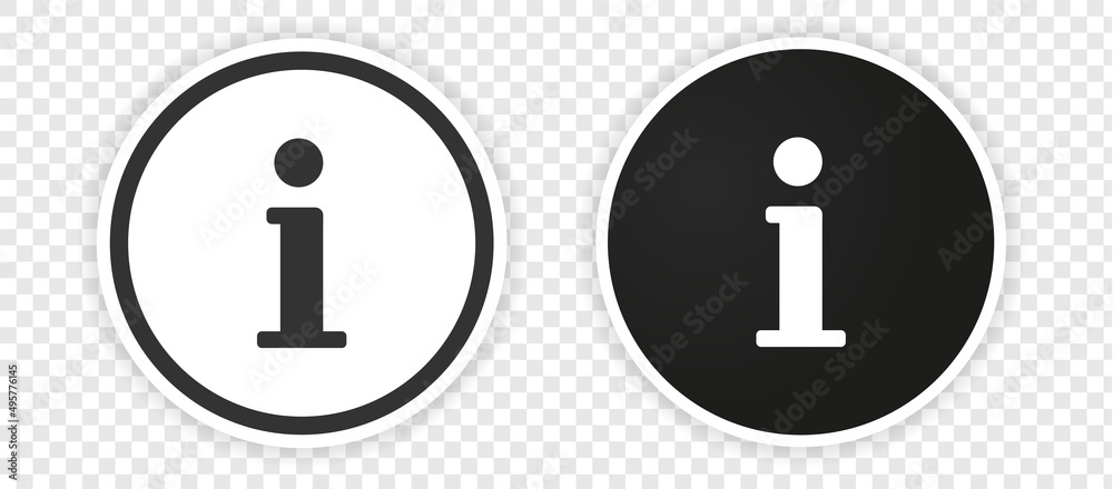 Poster Black info point icon set. i icon symbol. Help and hint symbol. FAQ and detail symbol.  Information icon collection. Info button. Info symbol minimal and flat style. Stock vector.