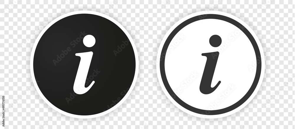 Poster Black info point icon set. i icon symbol. Help and hint symbol. FAQ and detail symbol.  Information icon collection. Info button. Info symbol minimal and flat style. Stock vector.