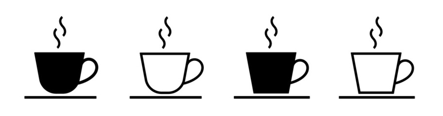 coffee cup icons. tea cup symbols. hot drink signs. Vector