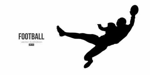 Abstract silhouette of a NFL american football player man in action isolated white background. Vector illustration