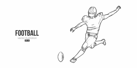 Abstract silhouette of a NFL american football player man in action isolated white background. Vector illustration