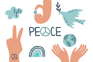 Set of symbols for the International Day of Peace.