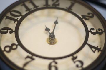 Closeup of a vintage wall clock