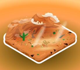 Isometric Desert Landscape. Isometric Desert Vector Illustration