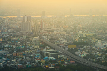 Bangkok cityscape. closeup of Bangkok view in the business district. Thailand
