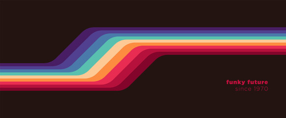 Simple pattern design in retro style with colorful lines. Vector illustration.