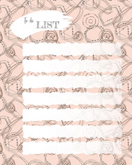 To do list , planner note-taking planner, collage witch doodle. Lined field for notes, ideas, plans, to-do list, reminders. Vector illustration