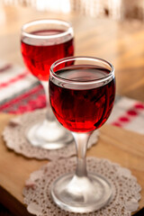 Two glasses with cranberry tincture