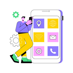 Native mobile app abstract concept vector illustration. Smartphone application, programming language, operating system, online store, marketplace, web browser, software abstract metaphor.