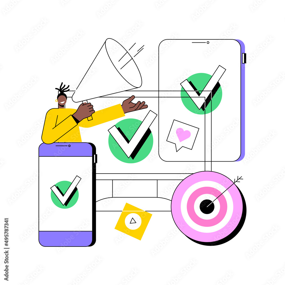 Poster multi-device targeting abstract concept vector illustration. cross-device tracking and targeting, mu