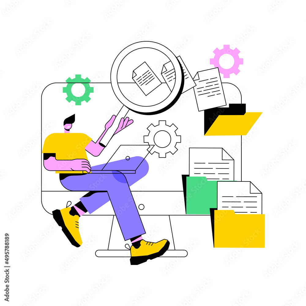 Poster document management soft abstract concept vector illustration. document flow app, compound docs, clo