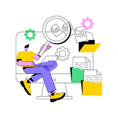 Document management soft abstract concept vector illustration. Document flow app, compound docs, cloud-based DMS, platform for sharing files online. manage business processes abstract metaphor.