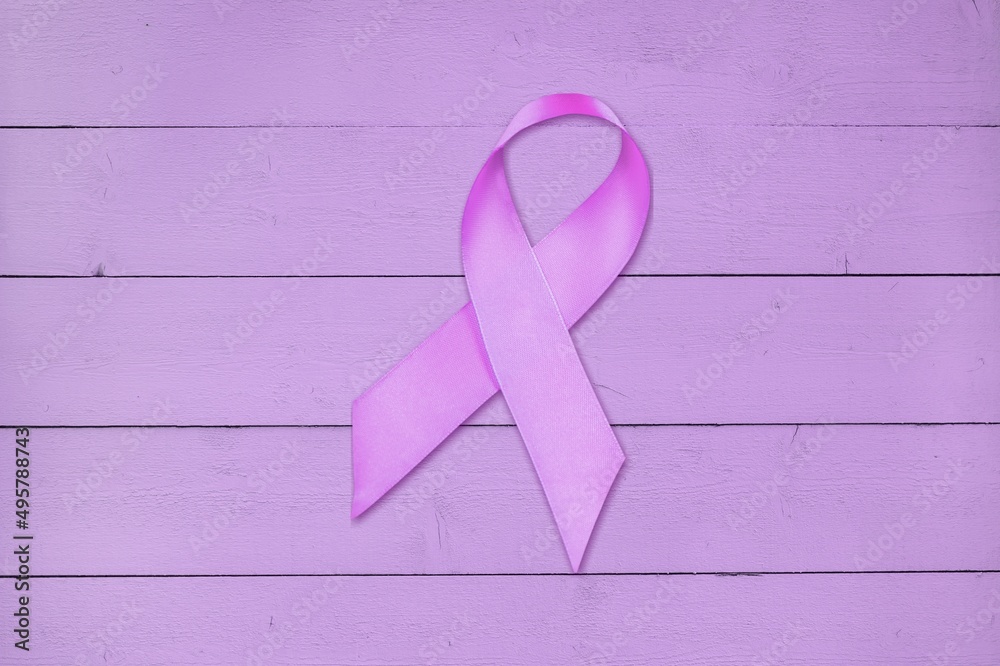 Sticker Lilac ribbon. Cervical Cancer Awareness Month.