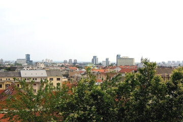 Various historic and contemporary buildings in downtown Zagreb, Croatia.