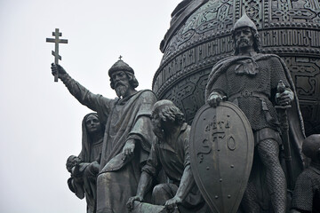 Fototapeta na wymiar Detail of Monument to the Millennium of Russia in Veliky Novgorod (Novgorod the Great), Russia