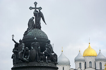 Sofia cathedral and monument for Russia millennium in Veliky Novgorod