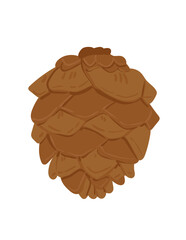 Vector pinecone on a white background. Cone from a tree in cartoon style.