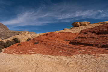 Las Vegas, Nevada, USA - February 23, 2010: Red Rock Canyon Conservation Area. Landscape with...