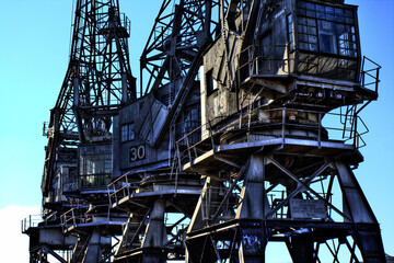 View of the electric cranes in Bristol, UK