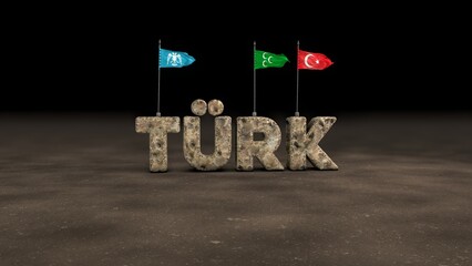 Turkey, Ottoman Flag, Seljuk Flag, 3D Rendering - obrazy, fototapety, plakaty
