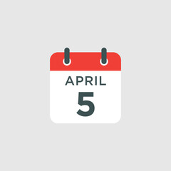 calendar - April 5 icon illustration isolated vector sign symbol
