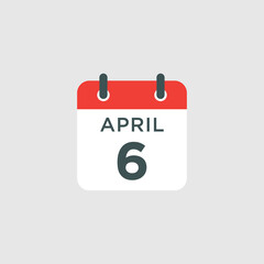 calendar - April 6 icon illustration isolated vector sign symbol