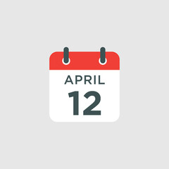 calendar - April 12 icon illustration isolated vector sign symbol
