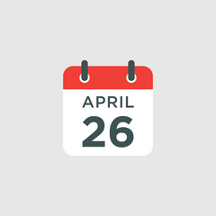 calendar - April 26 icon illustration isolated vector sign symbol