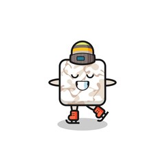 ceramic tile cartoon as an ice skating player doing perform