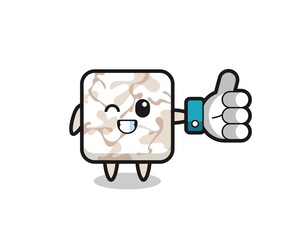 cute ceramic tile with social media thumbs up symbol