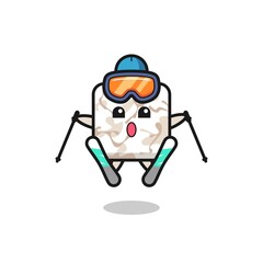 ceramic tile mascot character as a ski player