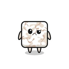 the mascot of the ceramic tile with sceptical face