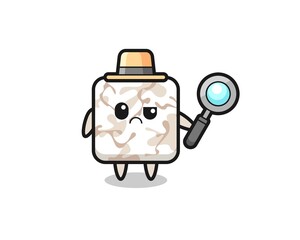 the mascot of cute ceramic tile as a detective