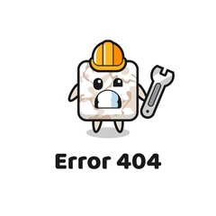 error 404 with the cute ceramic tile mascot