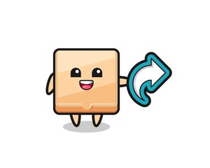 cute pizza box hold social media share symbol