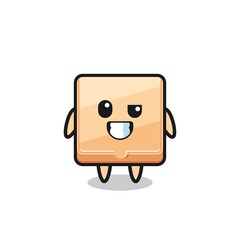 cute pizza box mascot with an optimistic face