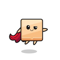 cute pizza box superhero character is flying