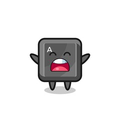 cute keyboard button mascot with a yawn expression