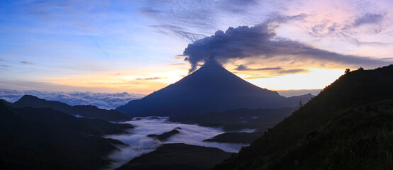 Aerial view over the Sangay volcano in Ecuador, South America