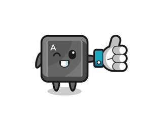 cute keyboard button with social media thumbs up symbol