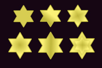 Fototapeta premium set of golden metallic star isolated on black background