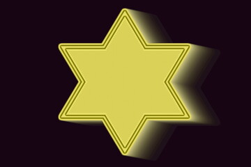 golden metallic star with shadow isolated on black background