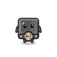 the MMA fighter keyboard button mascot with a belt