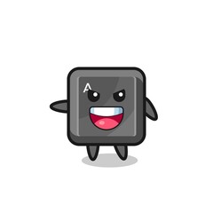 keyboard button cartoon with very excited pose