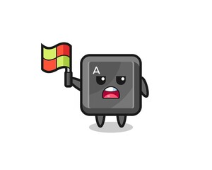 keyboard button character as line judge putting the flag up