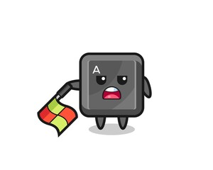 keyboard button character as line judge hold the flag down at a 45 degree angle