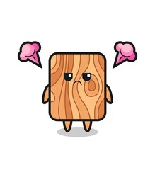 annoyed expression of the cute plank wood cartoon character