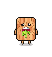 the cute plank wood character with puke